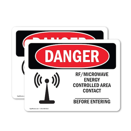 Signmission Radiation & Laser Sign, 12 in H x 18 in W, Vinyl Decal, Rectangle OS-2PACK-DS-D-1218-L-1693